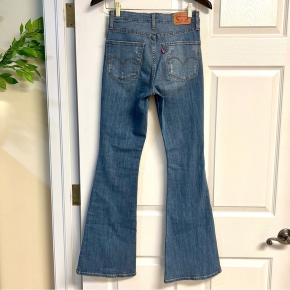 LEVI’S 70s HIGH RISE FLARE WOMEN'S JEANS Size 27 distressed patched - Picture 7 of 11